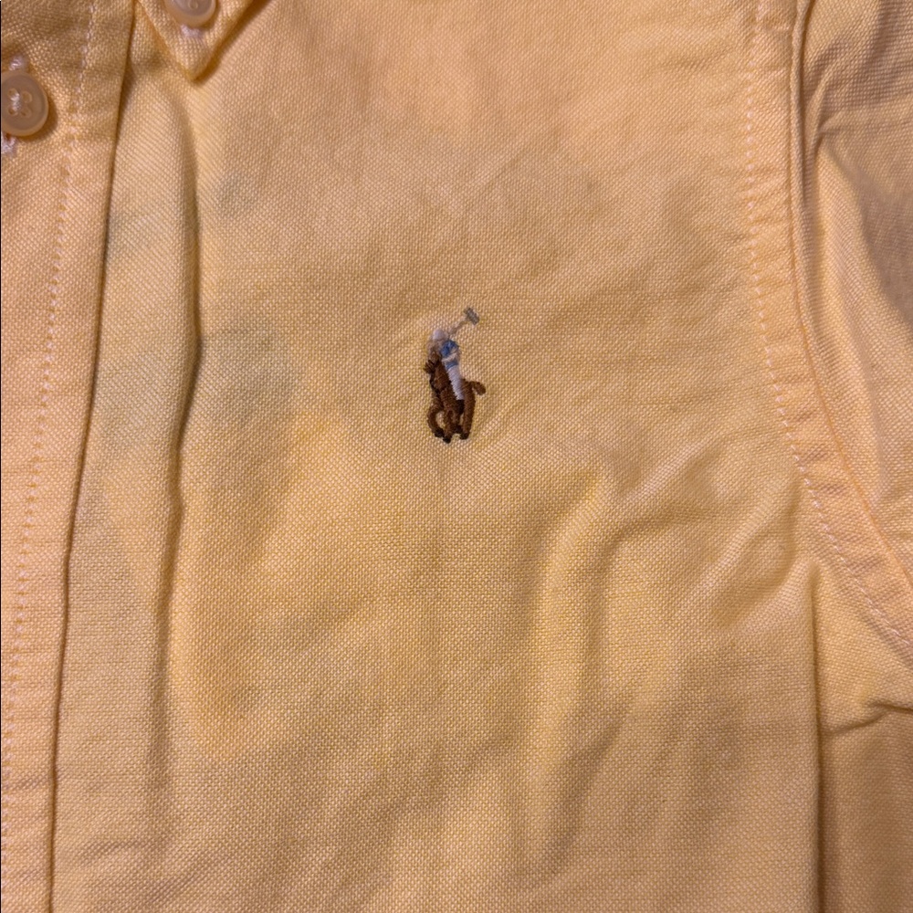 Ralph Lauren Yellow Button-Down Kids Oxford Shirt with Pony Logo - Picture 2 of 4